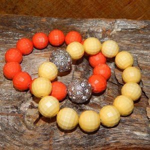 <3   $6 - $12  Sweet Orange & Yellow w/Bling Stretch Bracelet   <3
